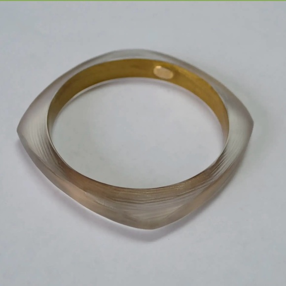 Alexis Bittar iridescent gold and green rounded bangles - Picture 4 of 5